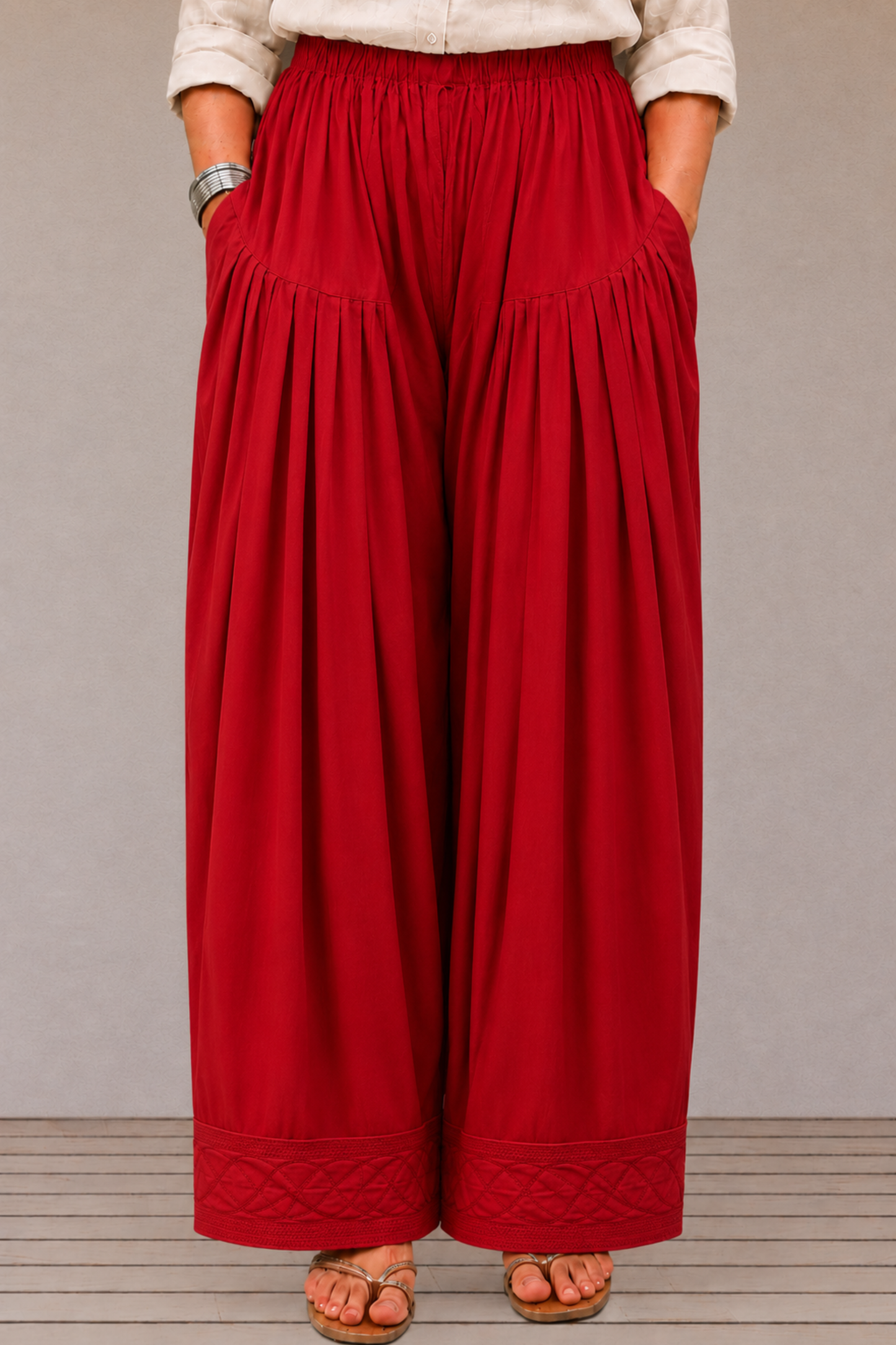Red Rayon Farshi Salwar