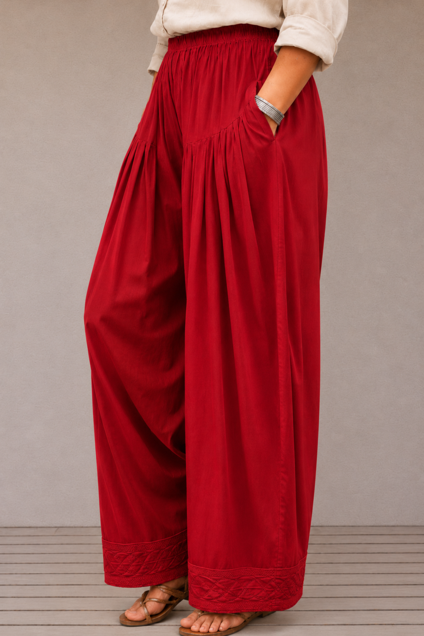 Red Rayon Farshi Salwar