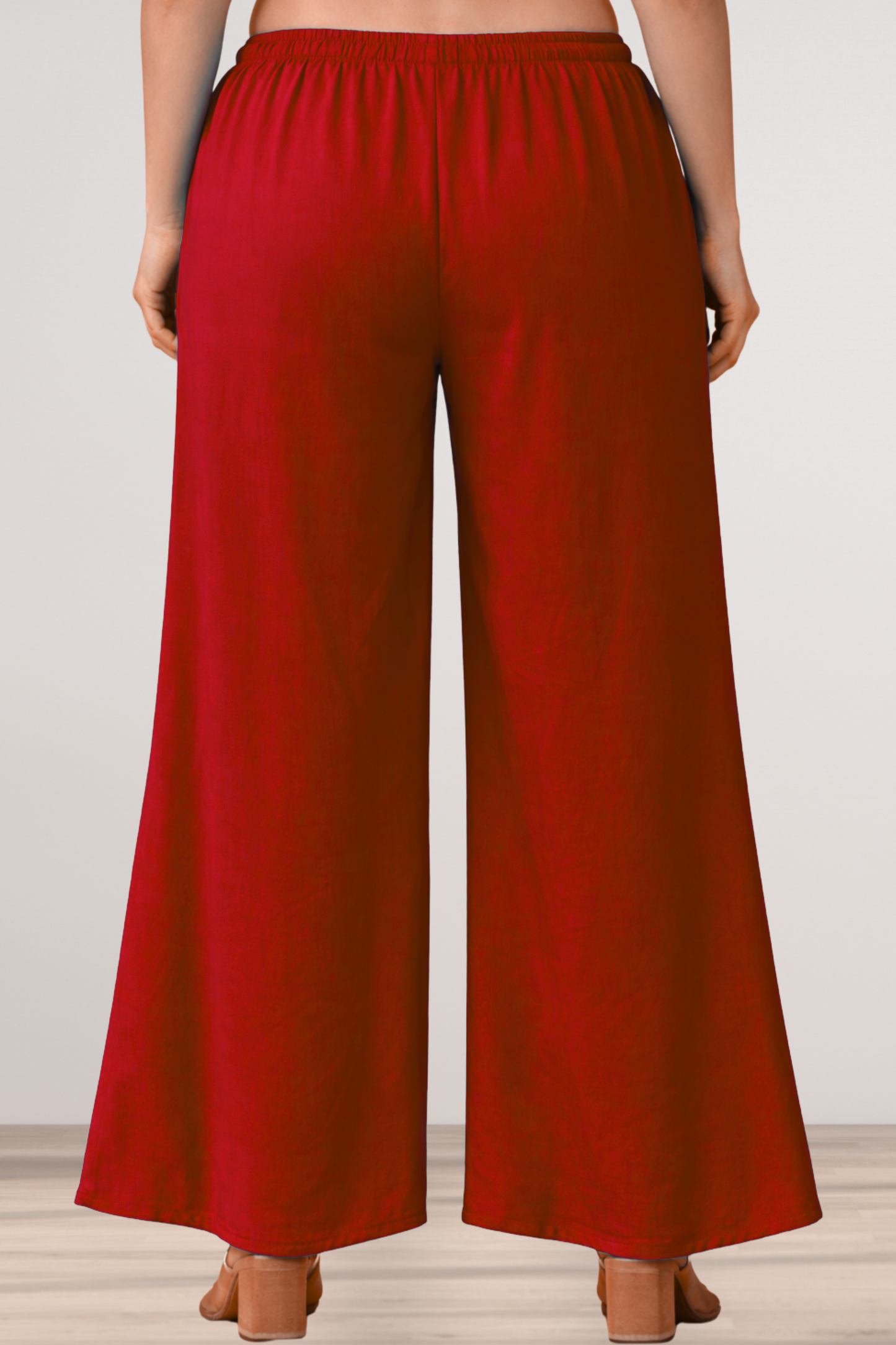 Red Rayon Loose Palazzo