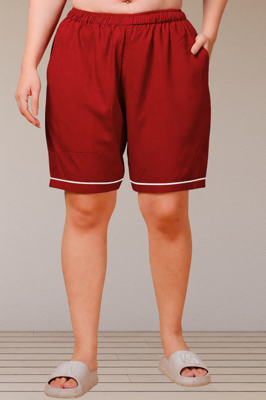 Red Rayon Piping Short