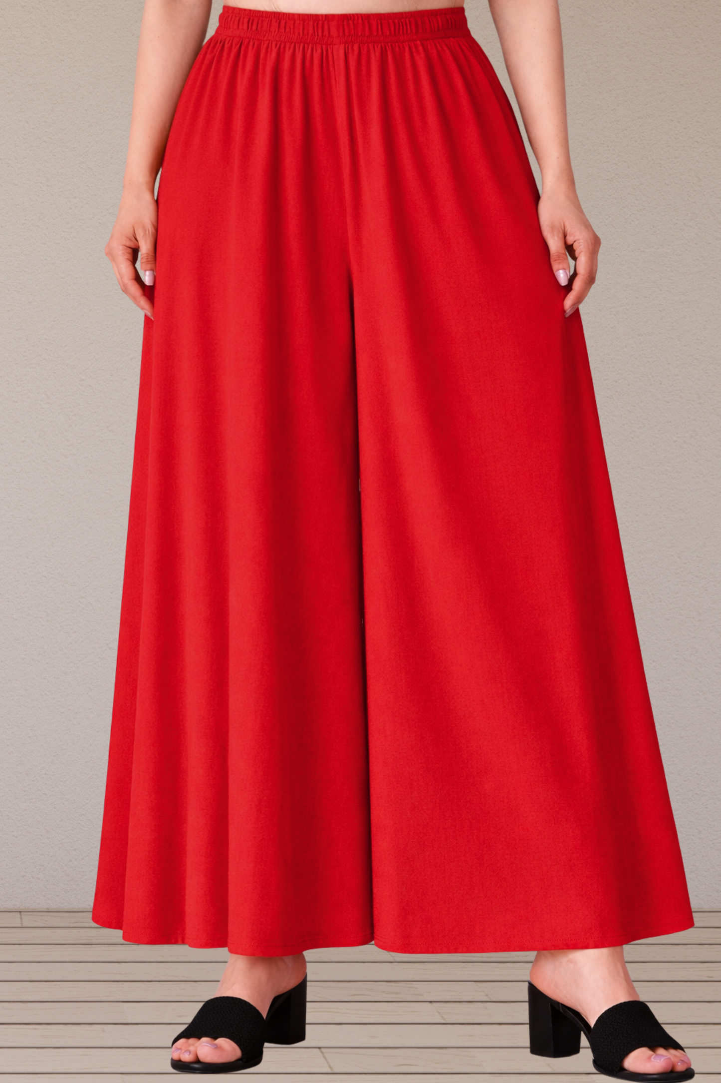 Red Rayon Skirt Palazzo