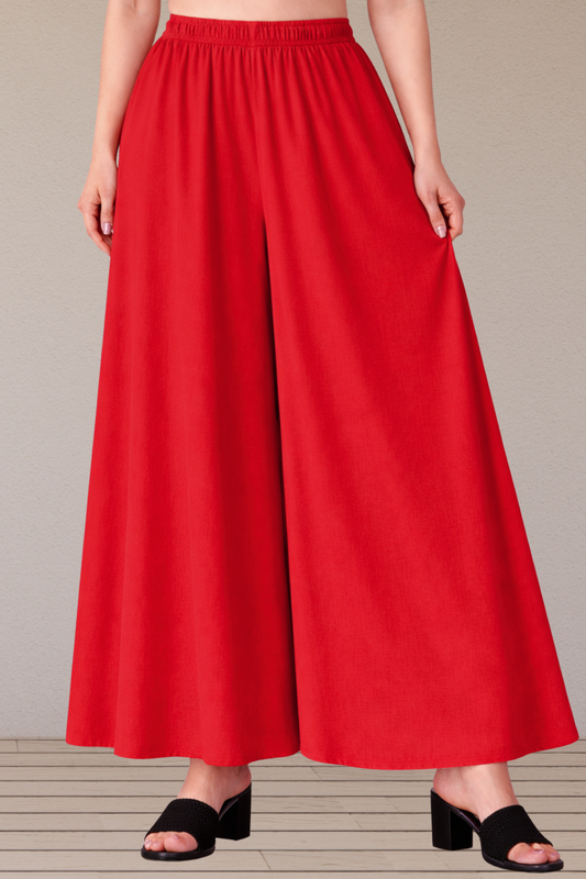 Red Rayon Skirt Palazzo
