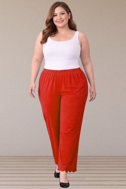 Red Scallop Cut Palazzo