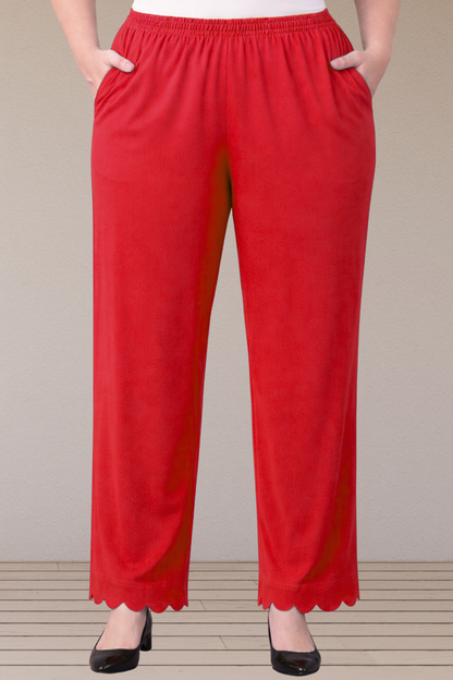 Red Scallop Cut Palazzo