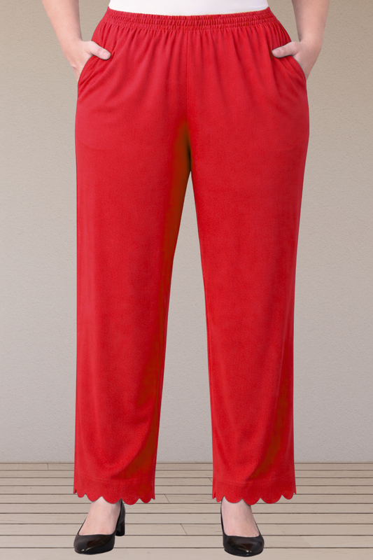 Red Scallop Cut Palazzo