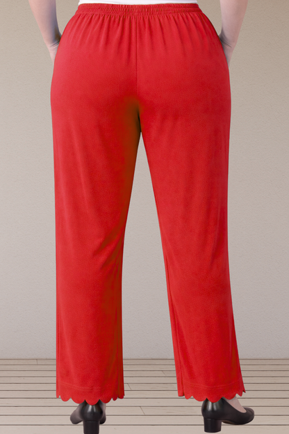Red Scallop Cut Palazzo