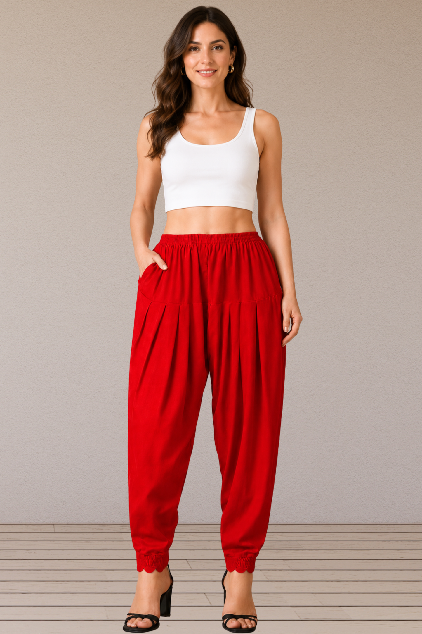 Red Scallop Cut Salwar