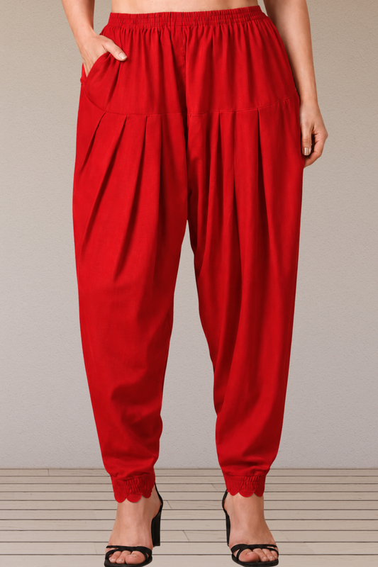 Red Scallop Cut Salwar