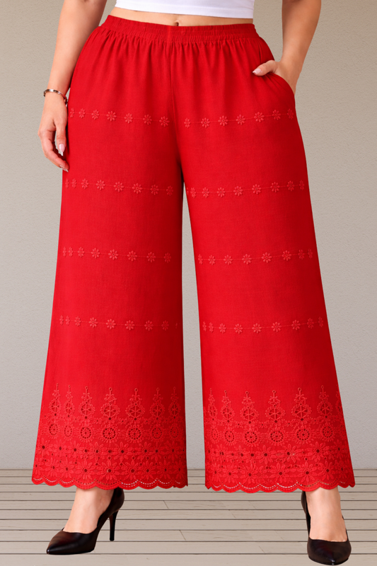 Red Schiffli Palazzo