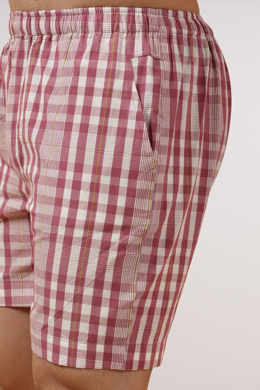 Red Stone Poplin Cotton Shorts