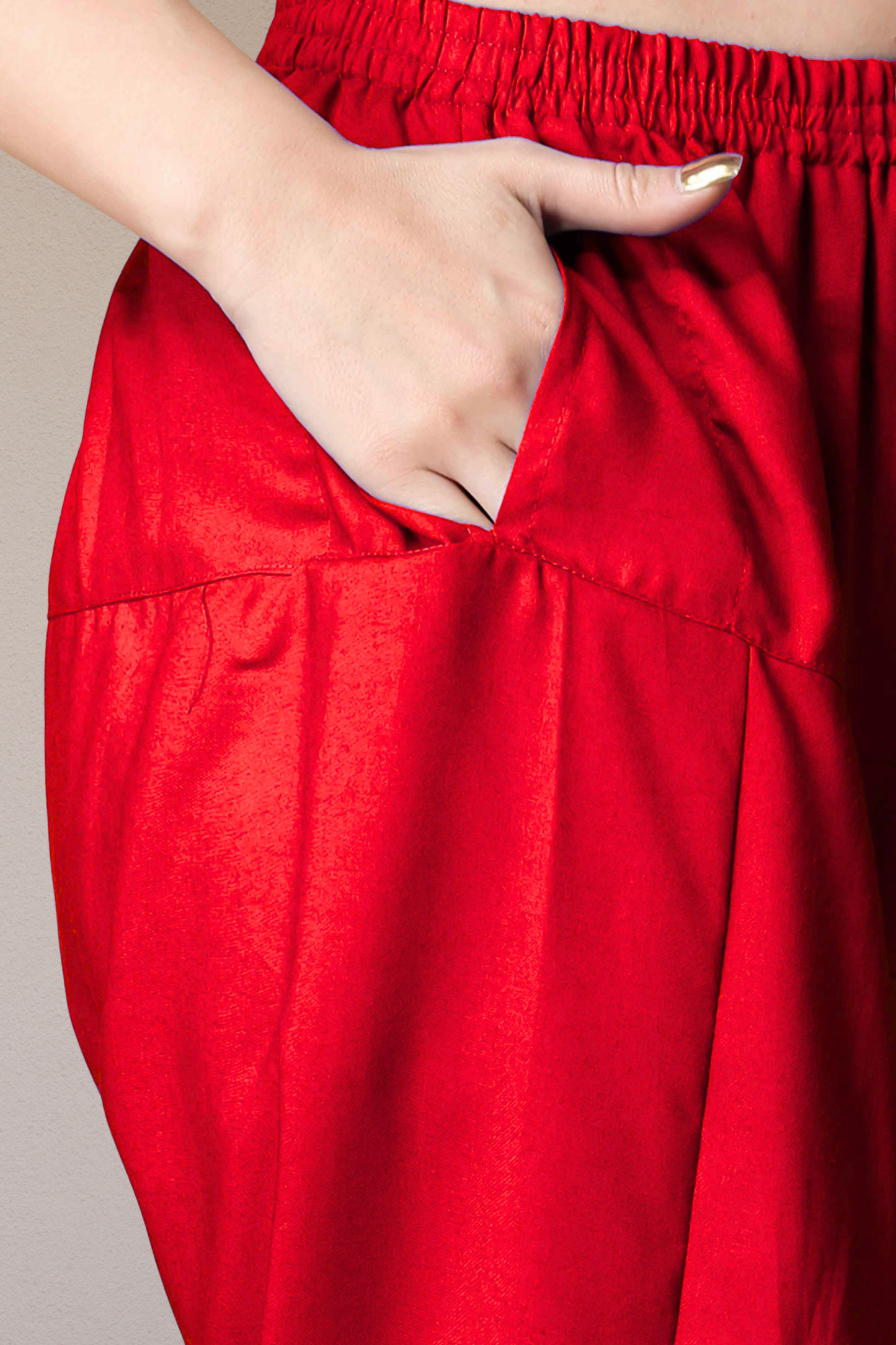 Red Straight Rayon Salwar Pants