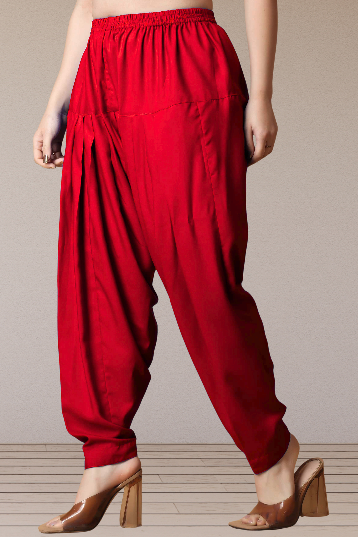 Red Straight Rayon Salwar Pants