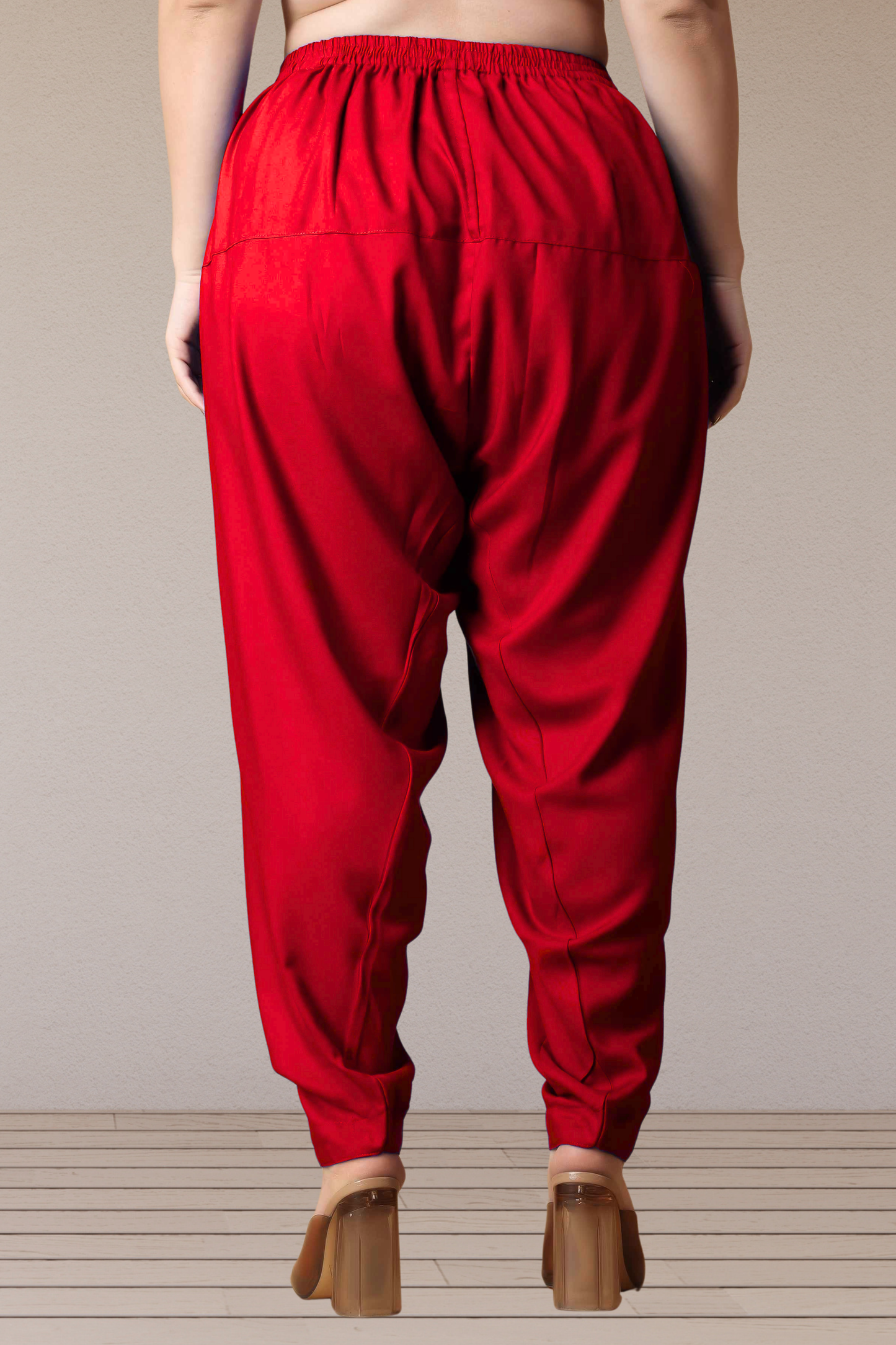 Red Straight Rayon Salwar Pants