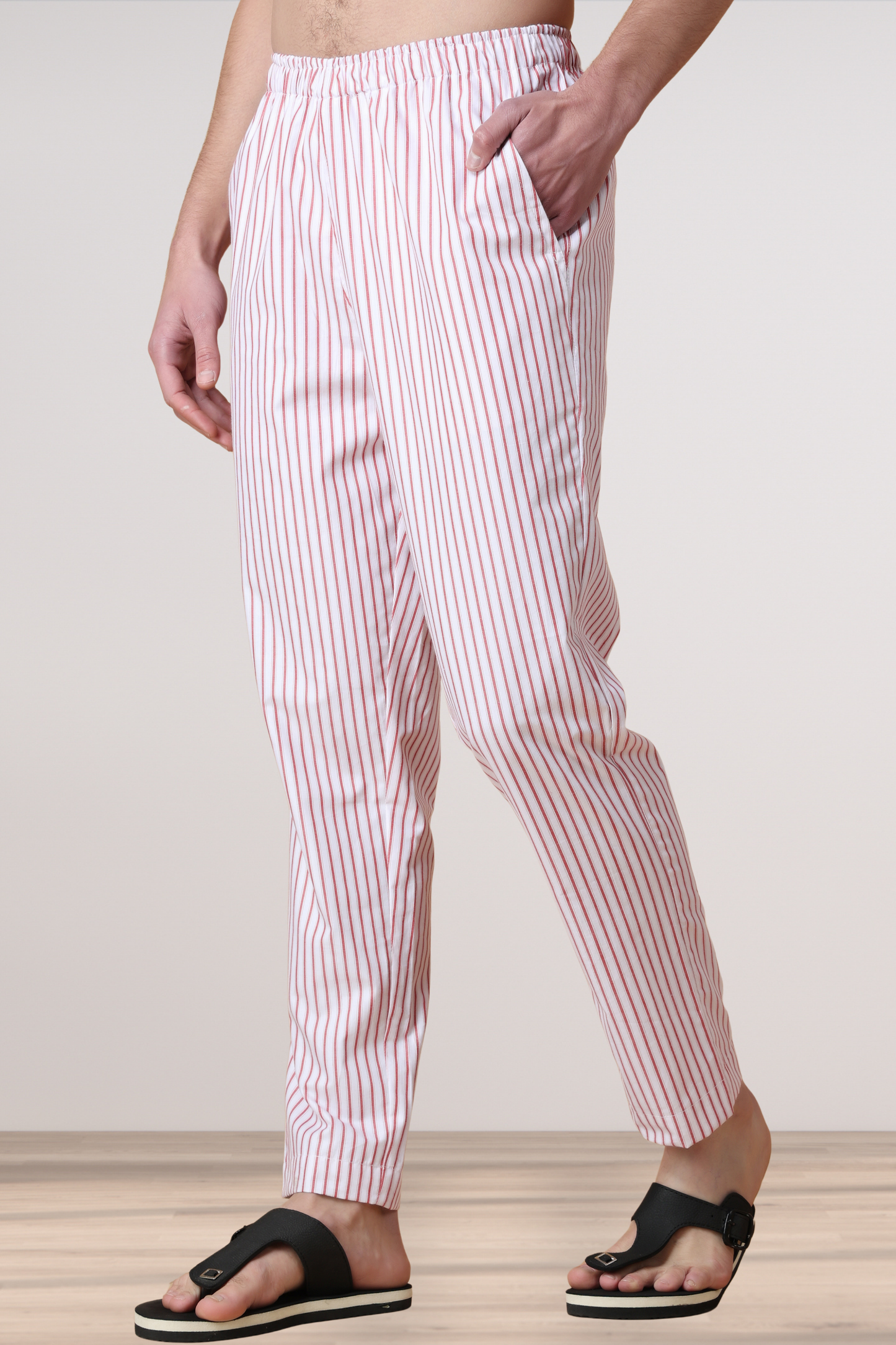 Red Striped Cotton Pajama Pants