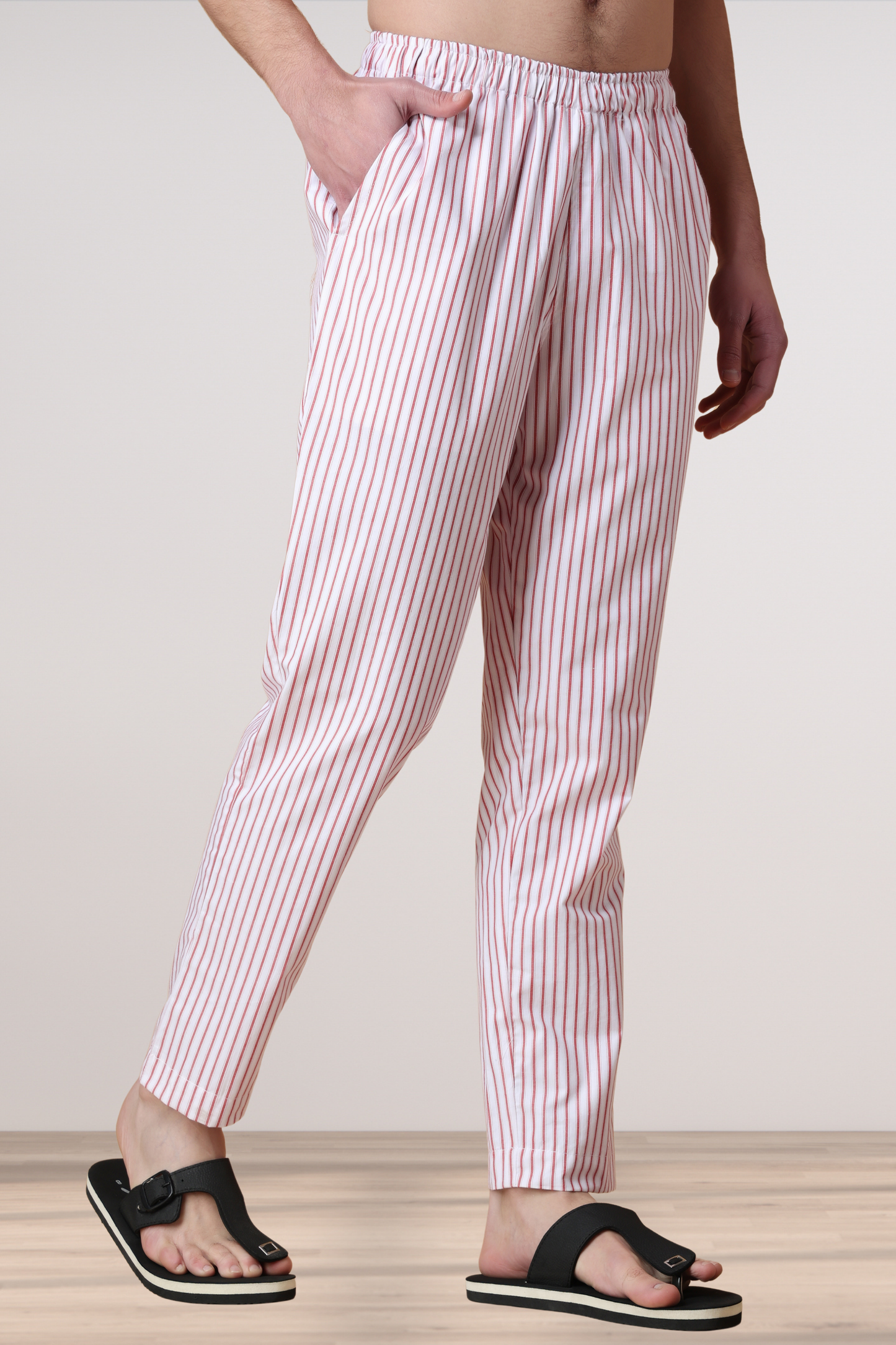 Red Striped Cotton Pajama Pants