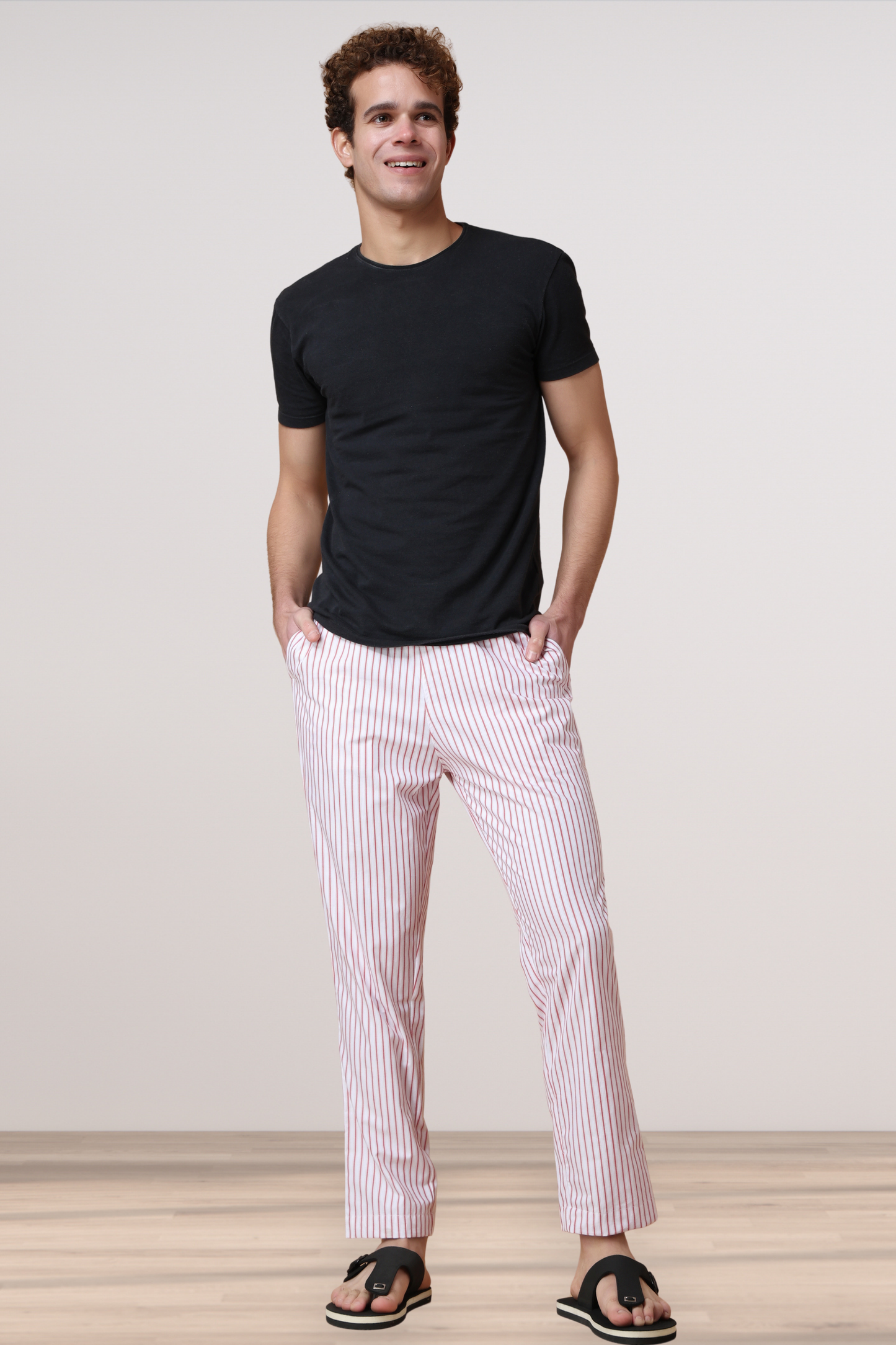 Red Striped Cotton Pajama Pants