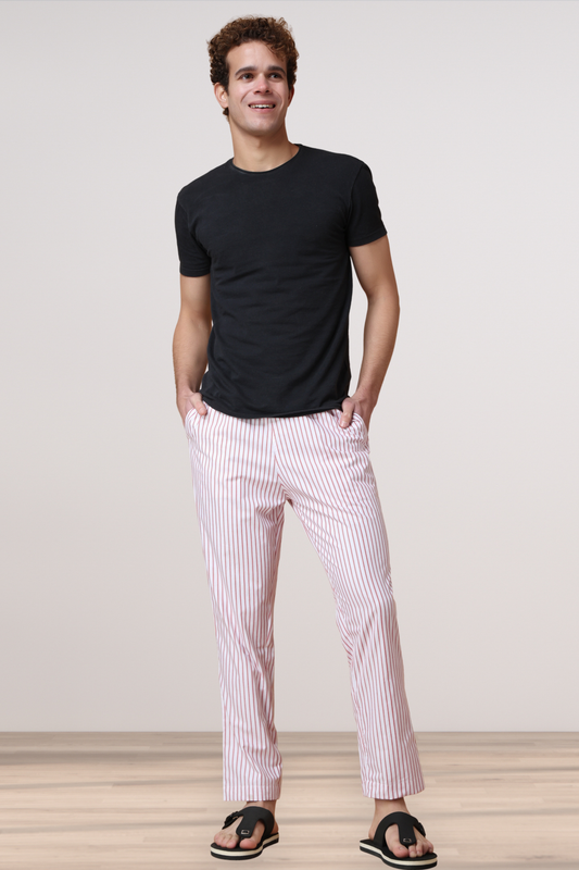 Red Striped Cotton Pajama Pants