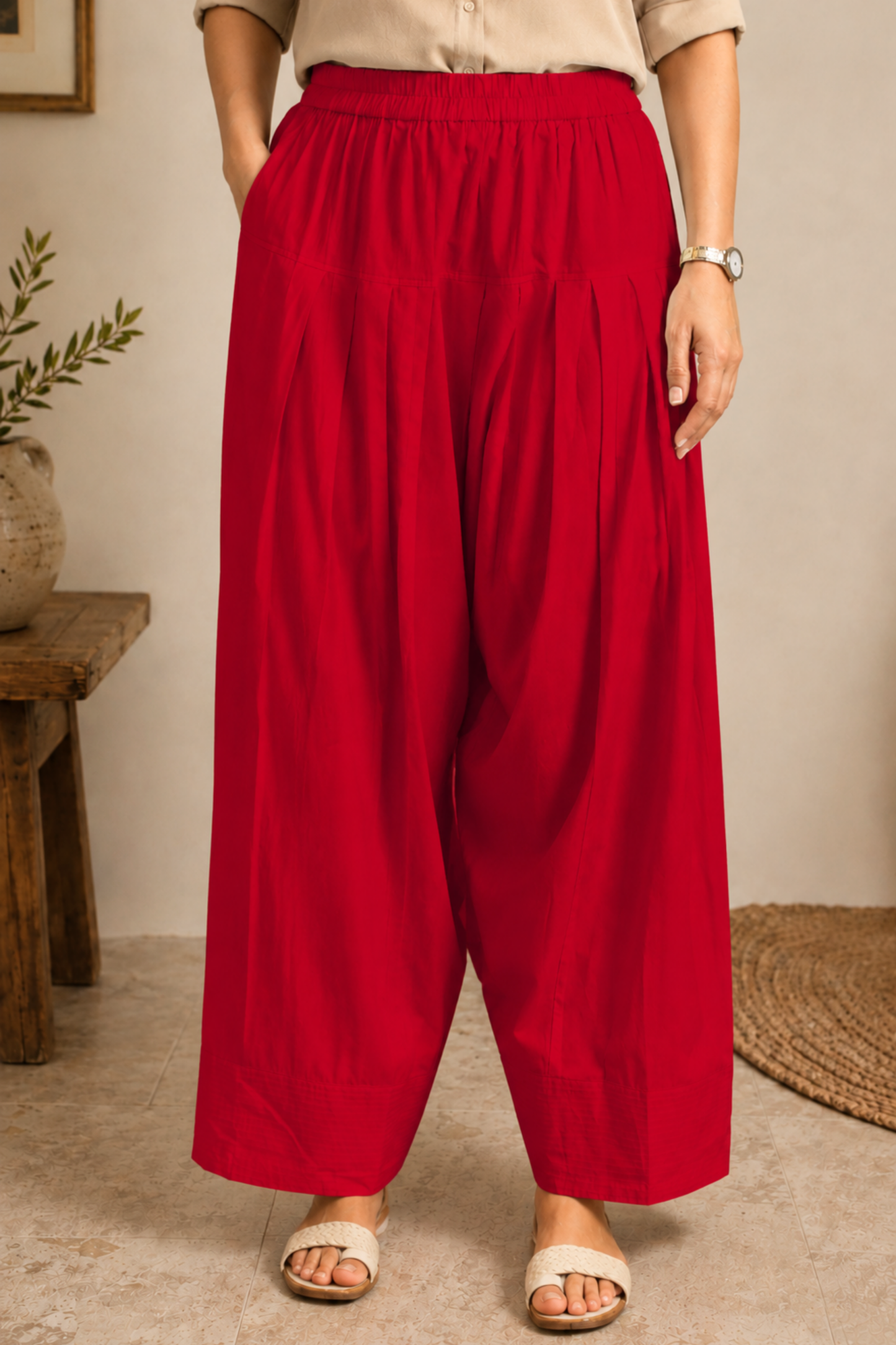 Red Cotton Farshi Salwar