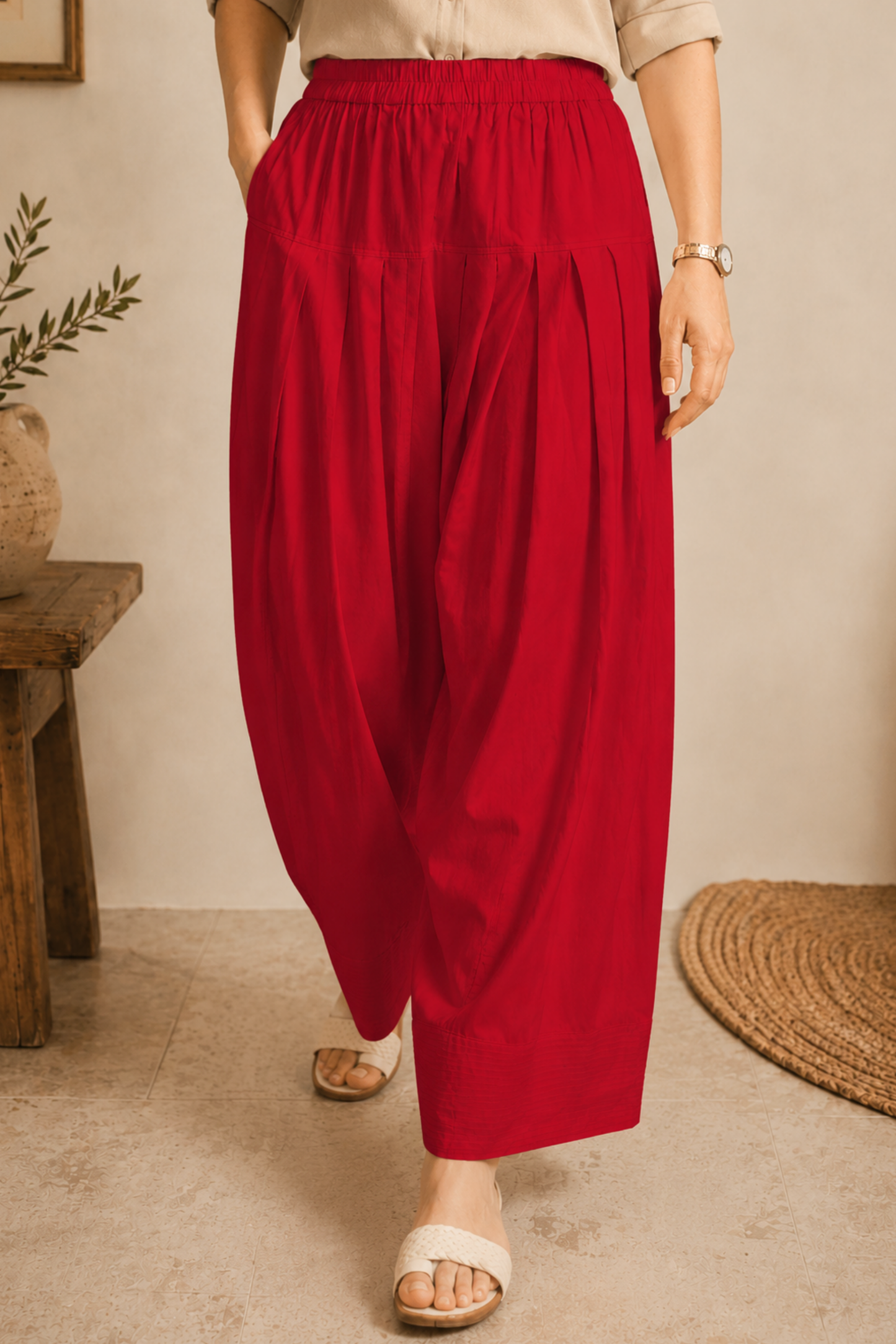 Red Cotton Farshi Salwar