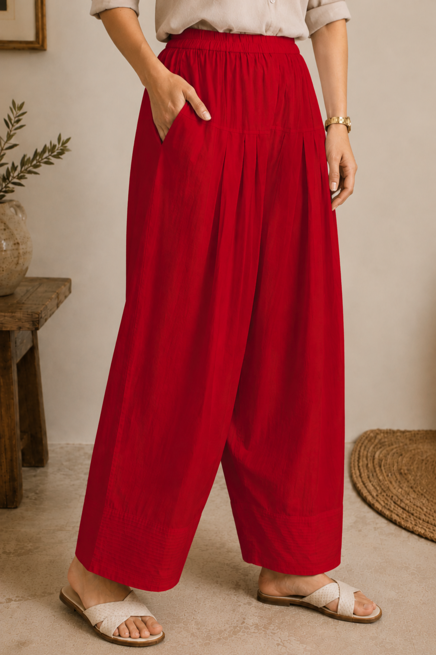 Red Cotton Farshi Salwar