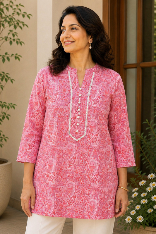 Reeva Paisley Cotton Short Kurta