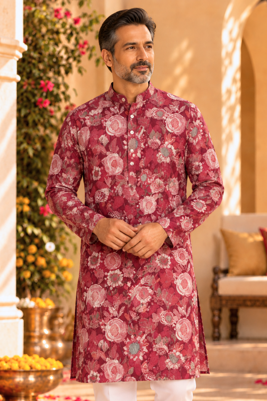 Regal Ruby Festive Silk Kurta