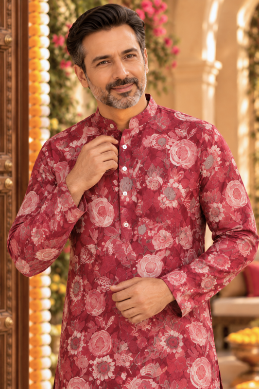 Regal Ruby Festive Silk Kurta