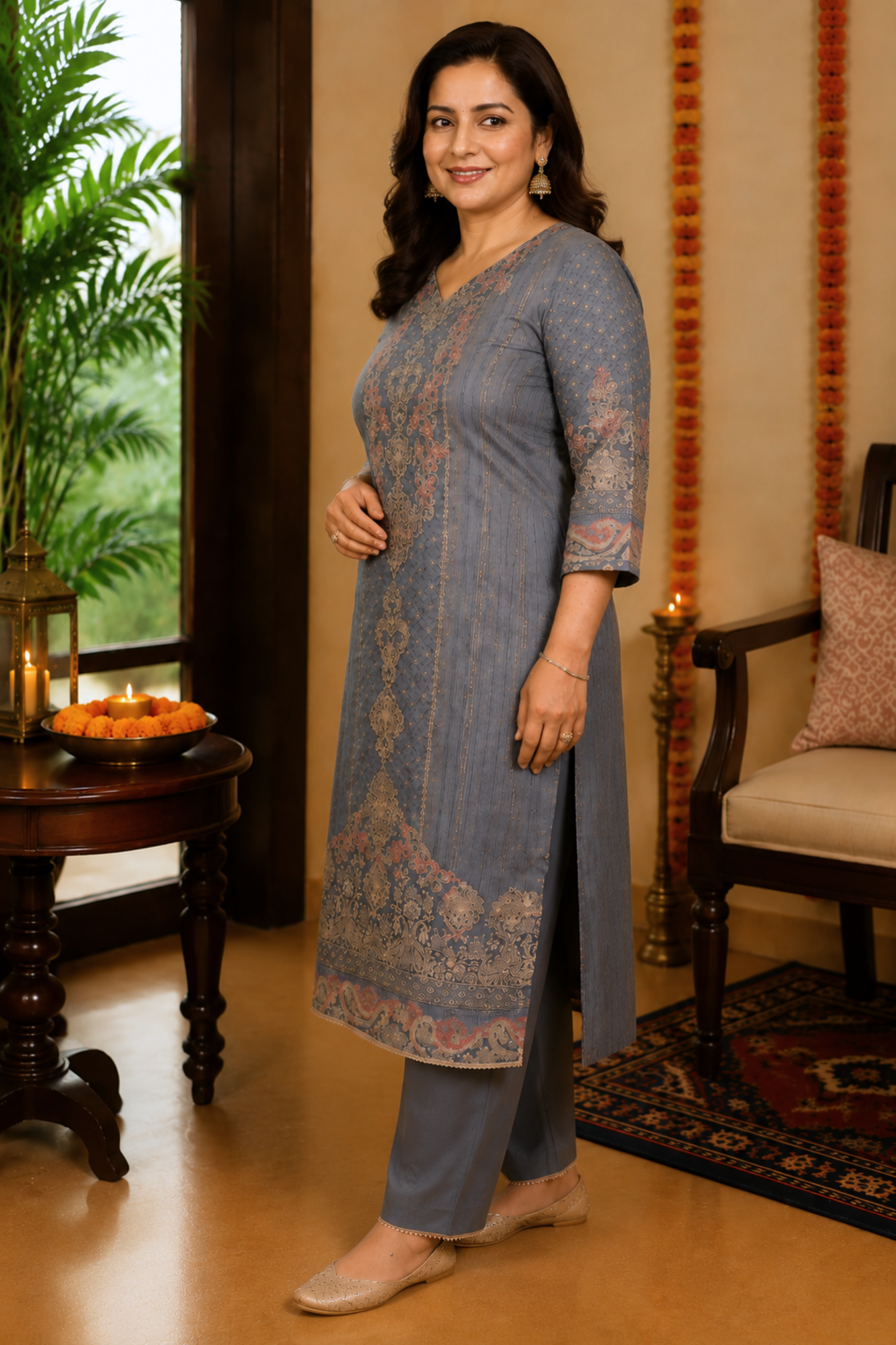 Rehaani Karachi Muslin Suit with Aari Work