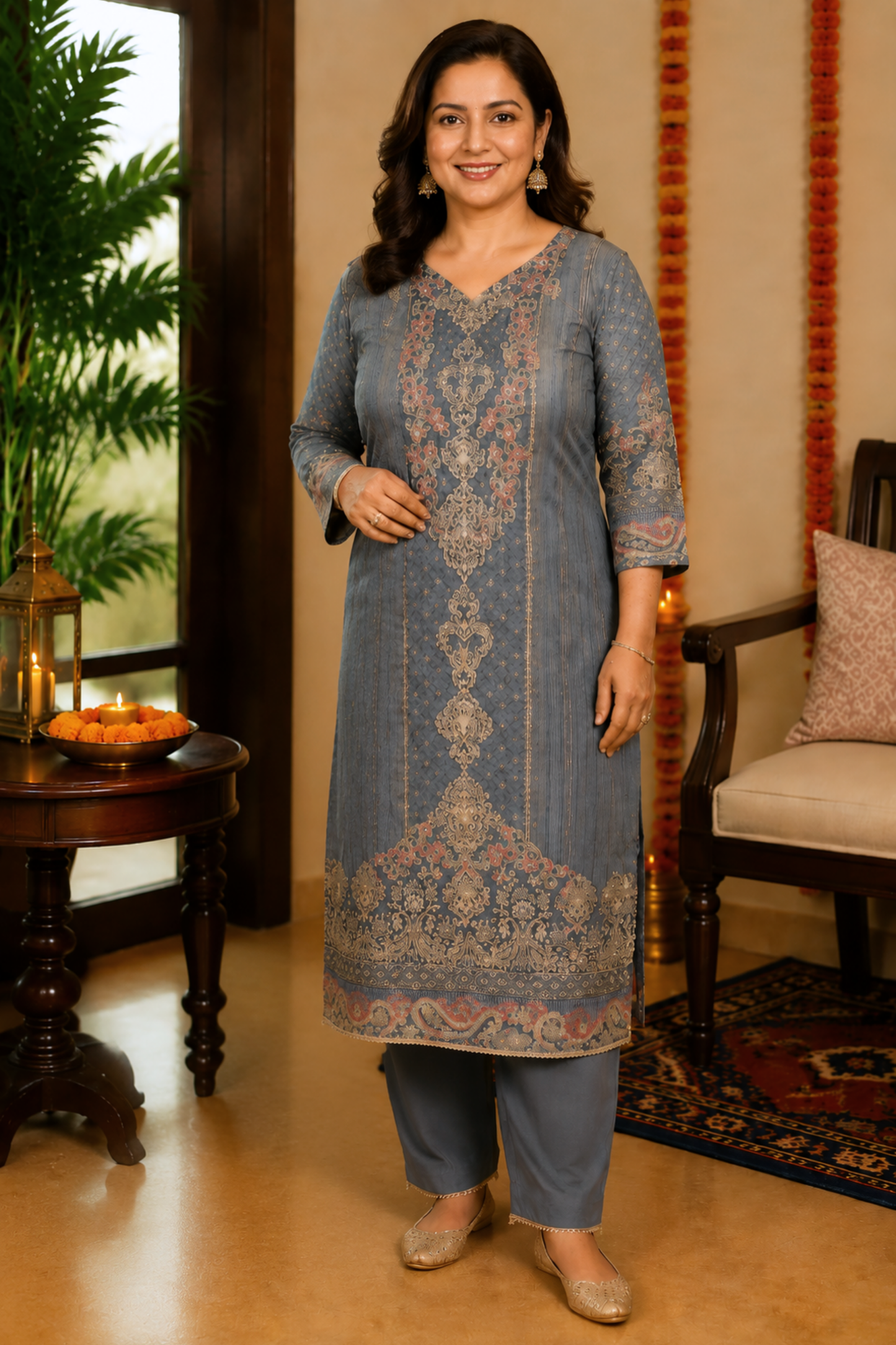 Rehaani Karachi Muslin Suit with Aari Work