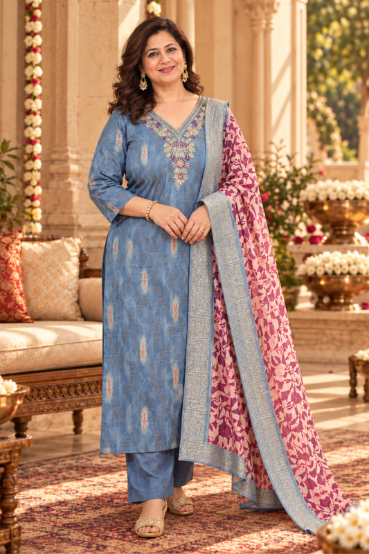 Reshami Saanjh Muslin Suit Set