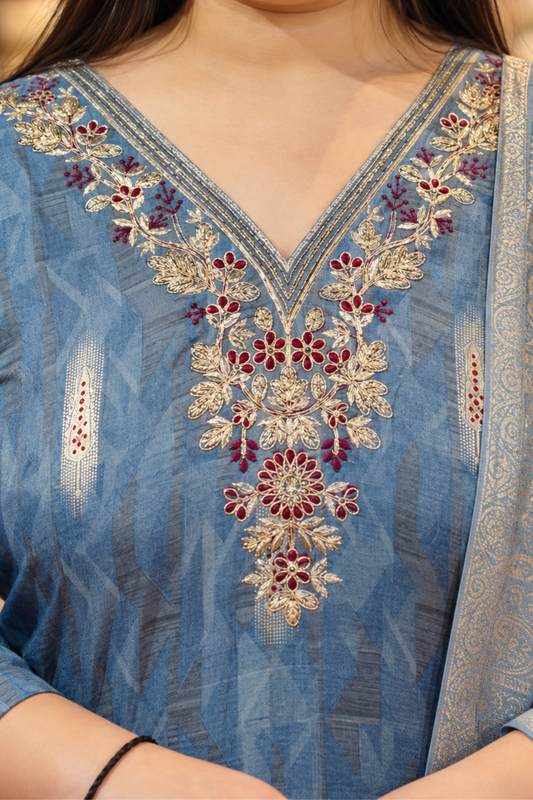 Reshami Saanjh Muslin Suit Set