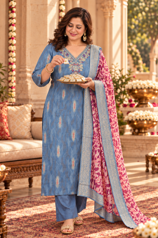 Reshami Saanjh Muslin Suit Set
