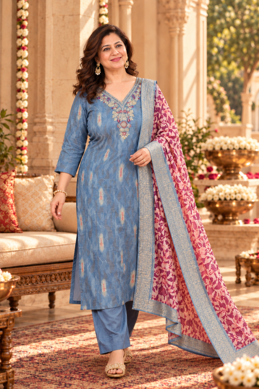 Reshami Saanjh Muslin Suit Set
