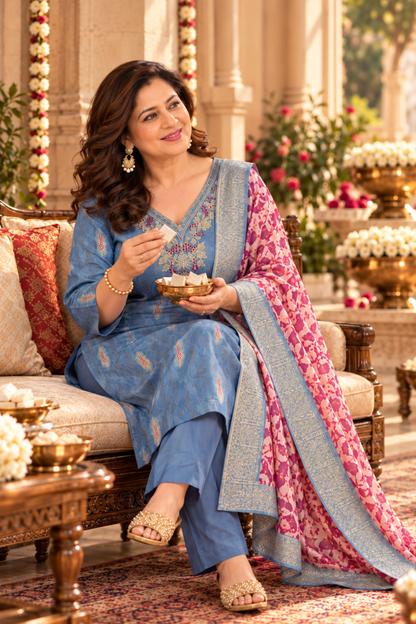 Reshami Saanjh Muslin Suit Set