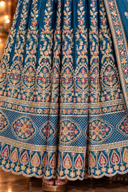 Riyana Navy Embroidered Dress With Dupatta
