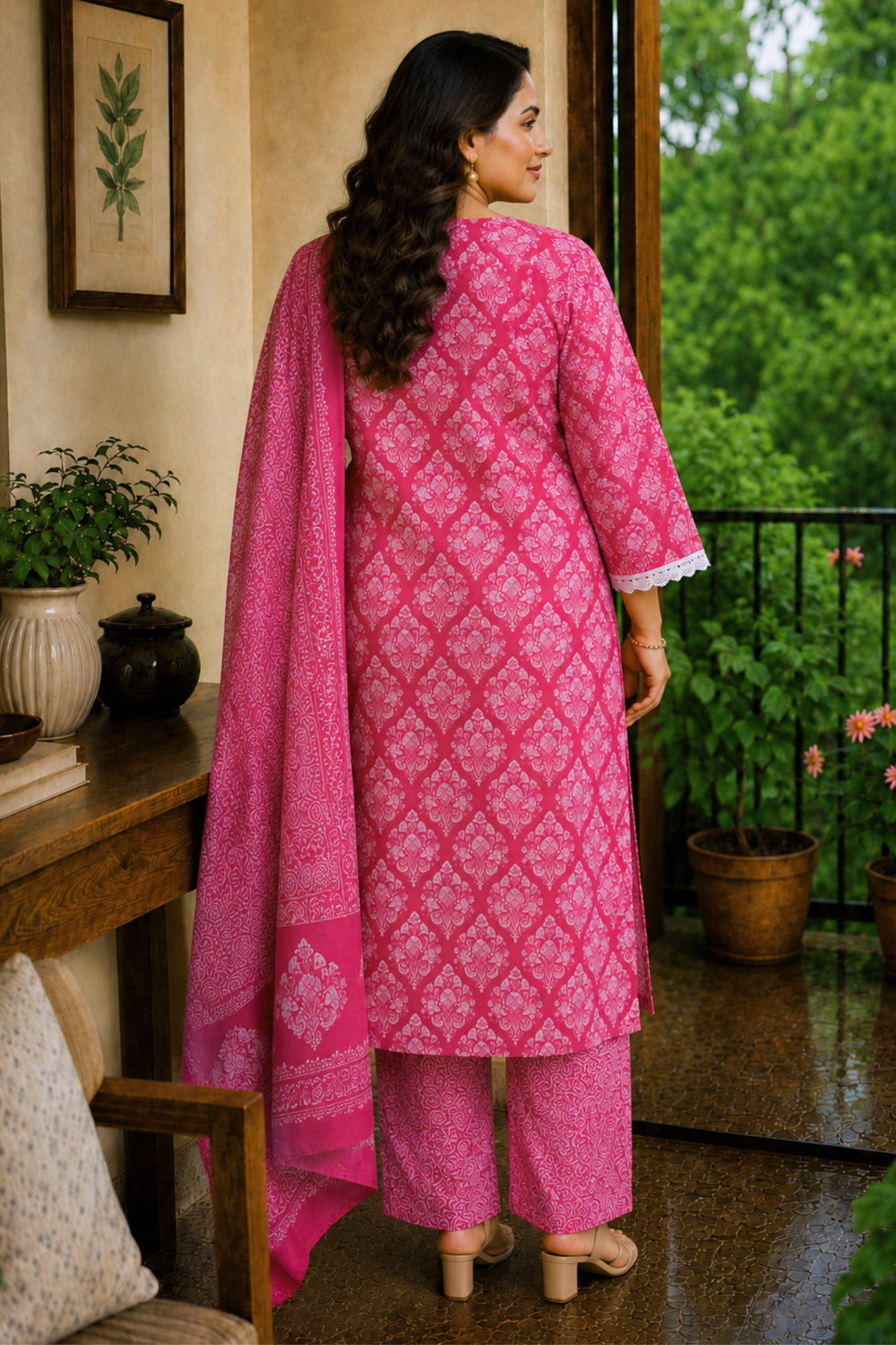 Rosé Bloom Printed Cotton Kurta Set