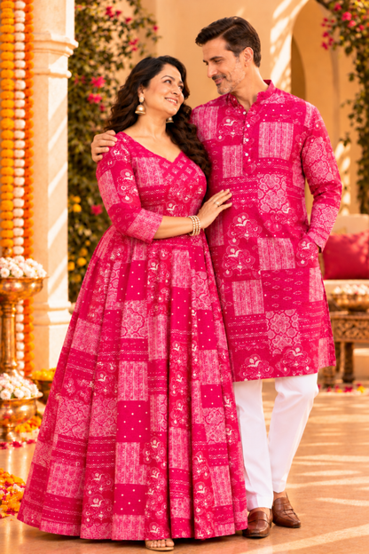 Rosé Daydream Foiled Rayon Couple Outfit