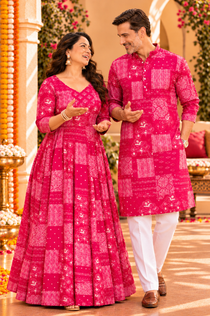 Rosé Daydream Foiled Rayon Couple Outfit
