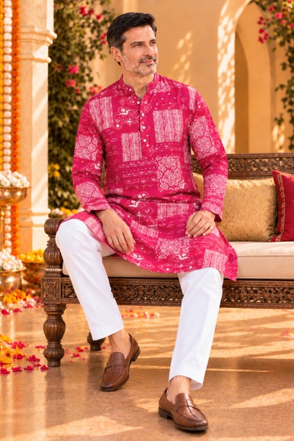 Rosé Daydream Foiled Rayon Kurta