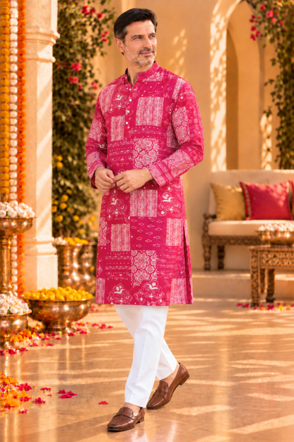 Rosé Daydream Foiled Rayon Kurta