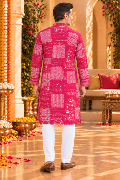 Rosé Daydream Foiled Rayon Kurta