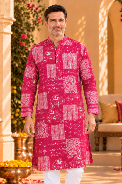 Rosé Daydream Foiled Rayon Kurta