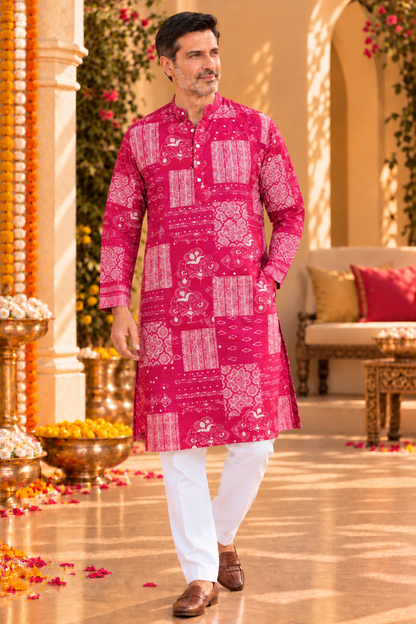Rosé Daydream Foiled Rayon Kurta