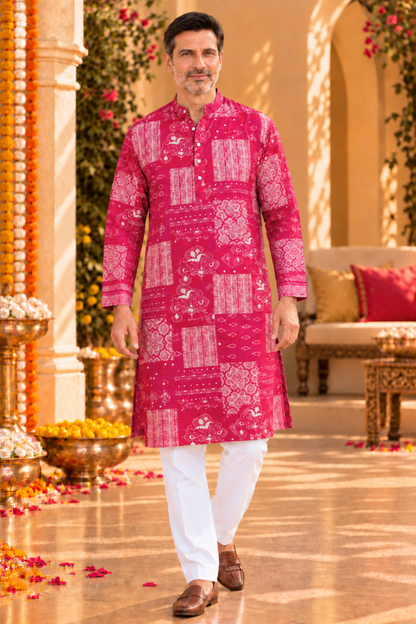 Rosé Daydream Foiled Rayon Kurta