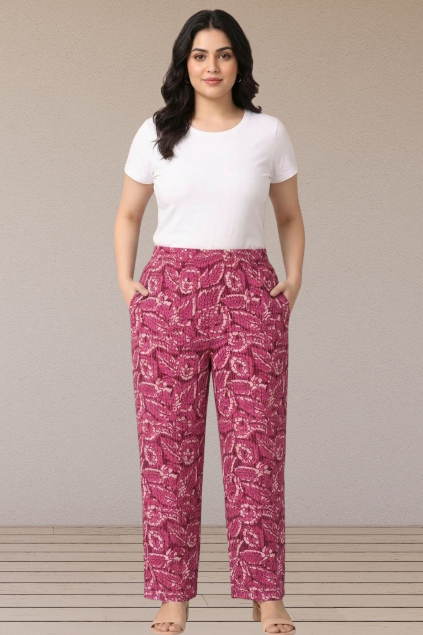Rose Floral Printed Cotton Pant