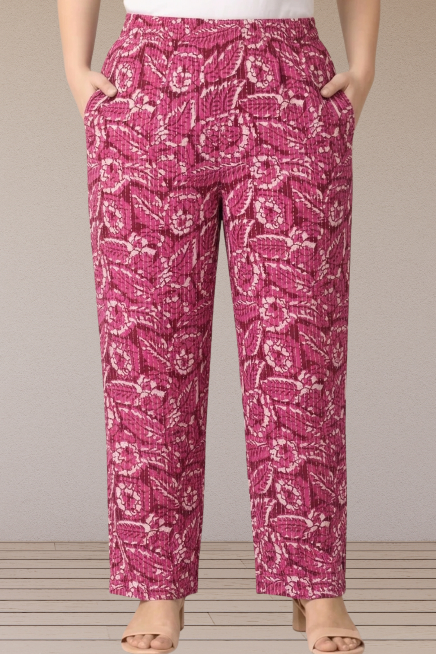 Rose Floral Printed Cotton Pant