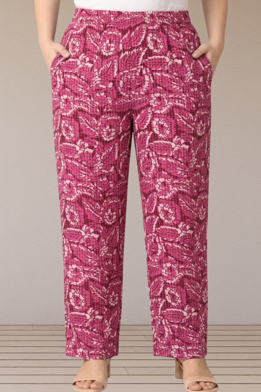 Rose Floral Printed Cotton Pant