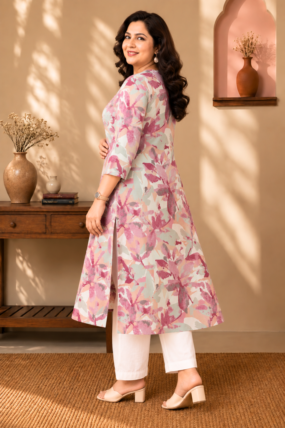 Rose Mist Floral Printed Kurta