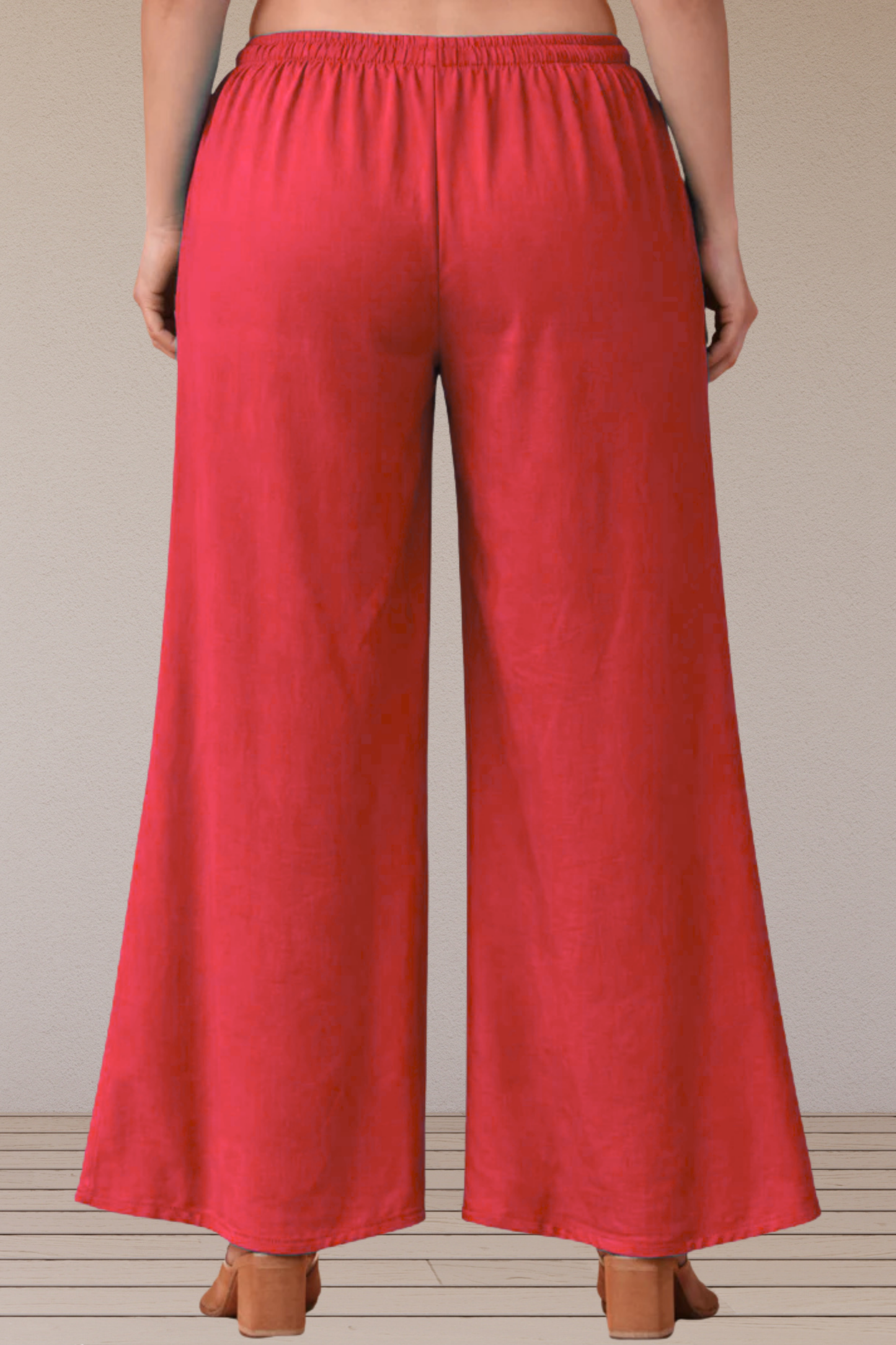 Rose Pink Belted Rayon Loose Palazzo