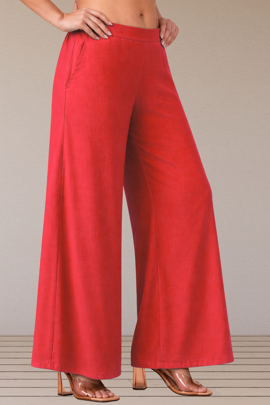 Rose Pink Belted Rayon Loose Palazzo